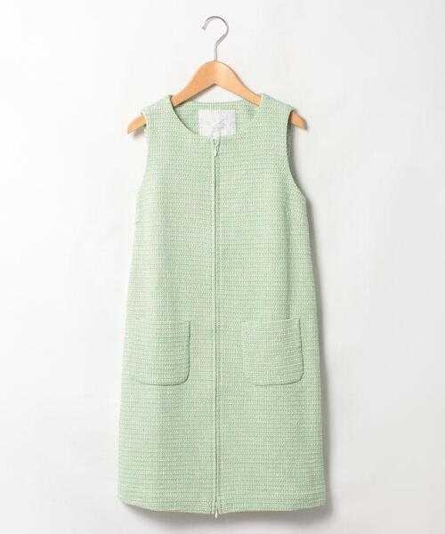 To b. by agnes b.(トゥービーバイアニエスベー)の「WM64 VESTE ツイードジャケットワンピース(ワンピース・レディース・グリーン系その他・38/36)」の1枚目の写真