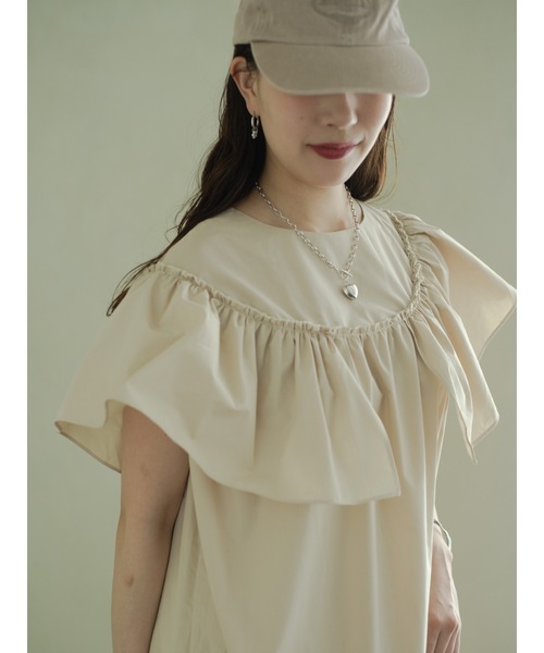 JUMELLE(ジュメロ)の「フリルボリュームワンピース(ワンピース・レディース・ベージュ・FREE)」の14枚目の写真