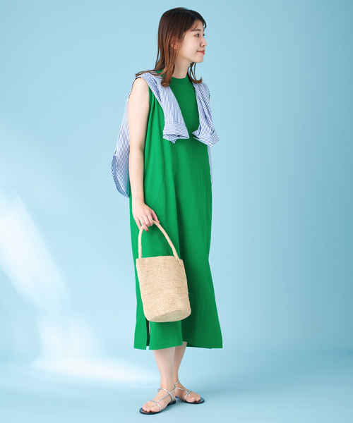 JOURNAL STANDARD（ジャーナルスタンダード）の「【＆FUNCTION】COOL MAX天竺ワンピース（ワンピース・レディース・ホワイト/ブラック/グリーン・FREE）」の3枚目の写真