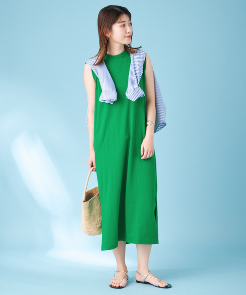 JOURNAL STANDARD（ジャーナルスタンダード）の「【＆FUNCTION】COOL MAX天竺ワンピース（ワンピース・レディース・ホワイト/ブラック/グリーン・FREE）」の12枚目の写真