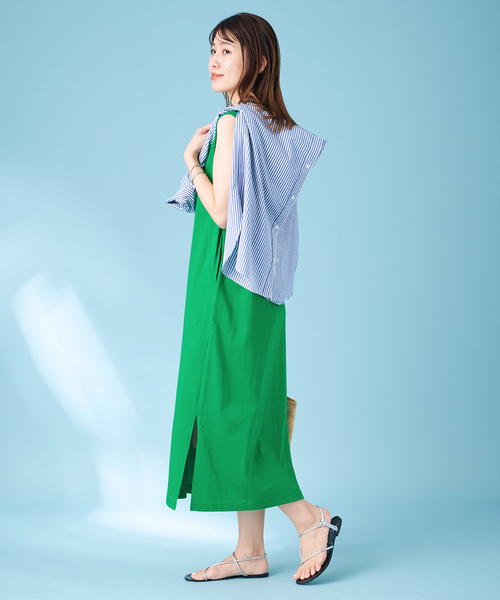 JOURNAL STANDARD（ジャーナルスタンダード）の「【＆FUNCTION】COOL MAX天竺ワンピース（ワンピース・レディース・ホワイト/ブラック/グリーン・FREE）」の9枚目の写真