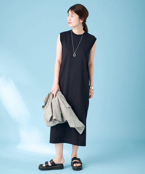 JOURNAL STANDARD（ジャーナルスタンダード）の「【＆FUNCTION】COOL MAX天竺ワンピース（ワンピース・レディース・ホワイト/ブラック/グリーン・FREE）」の11枚目の写真