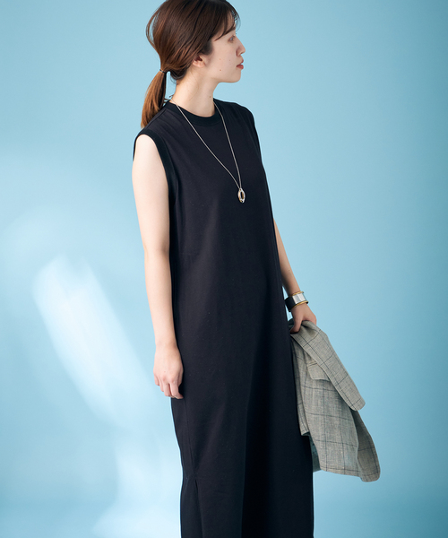 JOURNAL STANDARD（ジャーナルスタンダード）の「【＆FUNCTION】COOL MAX天竺ワンピース（ワンピース・レディース・ホワイト/ブラック/グリーン・FREE）」の7枚目の写真