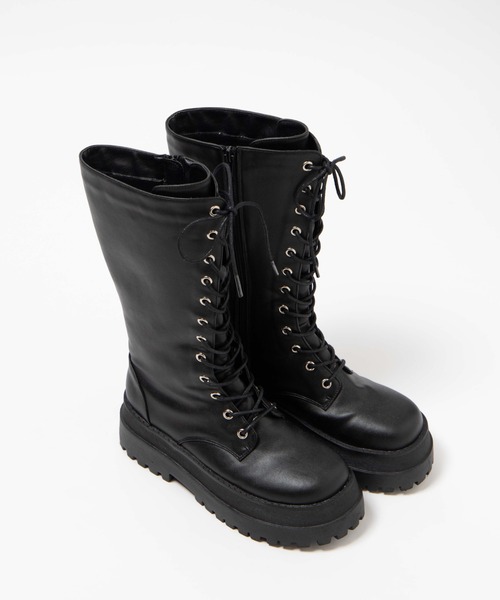 WEGO(ウィゴー)の「★WEGO/レースアップミドルブーツ(ブーツ・レディース・ブラック・LARGE/MEDIUM)」の2枚目の写真