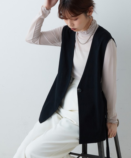 natural couture(ナチュラルクチュール)の「サイドスリットノーカラージレ(その他アウター・レディース・ブラック/ベージュ/オフホワイト・FREE)」の8枚目の写真