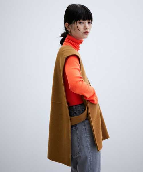 ADAM ET ROPE'（アダムエロペ）の「Super140'sリバージレ（その他アウター・レディース・ブラック/キャメル・FREE）」の7枚目の写真