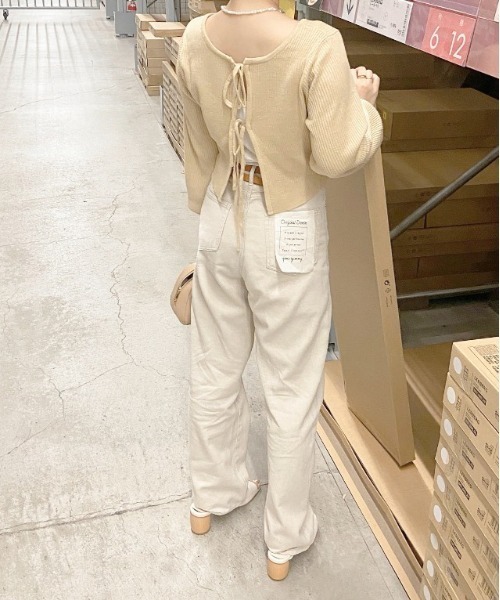 EPIMI E'PIMMY（エピミエピミー）の「マルチウェイリボンリブショートカーディガン（カーディガン/ボレロ・レディース・ブラック/ベージュ/ブラウン/オフホワイト・MEDIUM）」の6枚目の写真