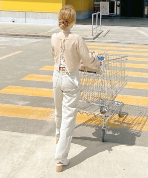 EPIMI E'PIMMY（エピミエピミー）の「マルチウェイリボンリブショートカーディガン（カーディガン/ボレロ・レディース・ブラック/ベージュ/ブラウン/オフホワイト・MEDIUM）」の7枚目の写真