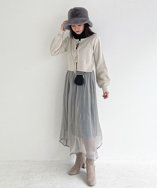 EPIMI E'PIMMY（エピミエピミー）の「マルチウェイリボンリブショートカーディガン（カーディガン/ボレロ・レディース・ブラック/ベージュ/ブラウン/オフホワイト・MEDIUM）」の16枚目の写真