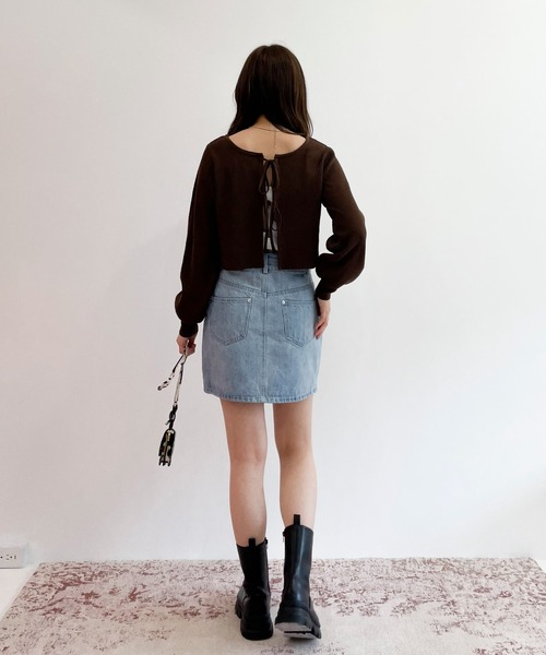 EPIMI E'PIMMY（エピミエピミー）の「マルチウェイリボンリブショートカーディガン（カーディガン/ボレロ・レディース・ブラック/ベージュ/ブラウン/オフホワイト・MEDIUM）」の19枚目の写真