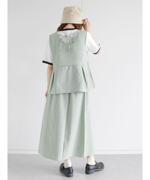 ehka sopo（エヘカソポ）の「◎単色チェックノースリーブブラウス(セットアップ可)（シャツ/ブラウス・レディース・グリーン/ベージュ/ブラック・ﾌﾘ-）」の19枚目の写真