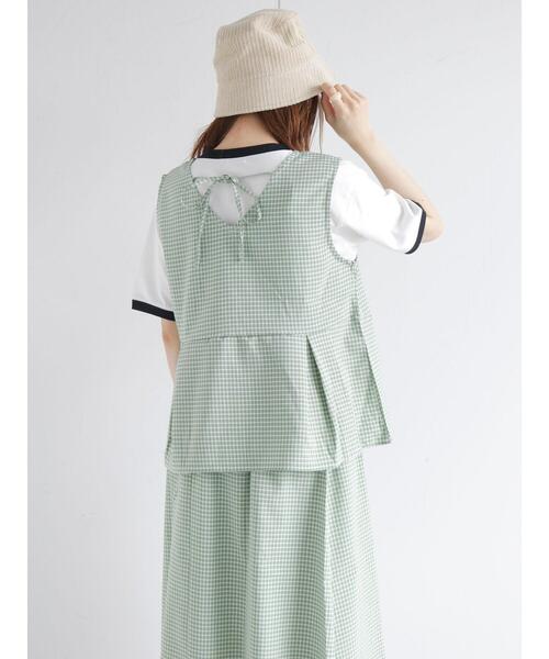 ehka sopo（エヘカソポ）の「◎単色チェックノースリーブブラウス(セットアップ可)（シャツ/ブラウス・レディース・グリーン/ベージュ/ブラック・ﾌﾘ-）」の20枚目の写真