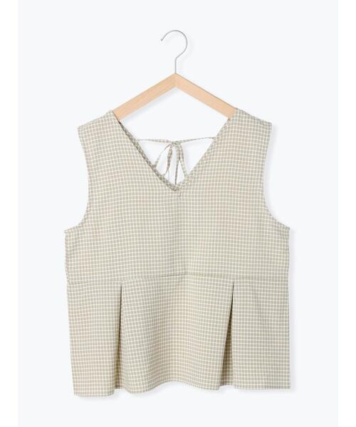 ehka sopo（エヘカソポ）の「◎単色チェックノースリーブブラウス(セットアップ可)（シャツ/ブラウス・レディース・グリーン/ベージュ/ブラック・ﾌﾘ-）」の22枚目の写真