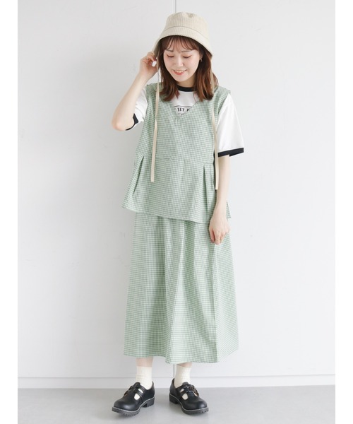 ehka sopo（エヘカソポ）の「◎単色チェックノースリーブブラウス(セットアップ可)（シャツ/ブラウス・レディース・グリーン/ベージュ/ブラック・ﾌﾘ-）」の8枚目の写真