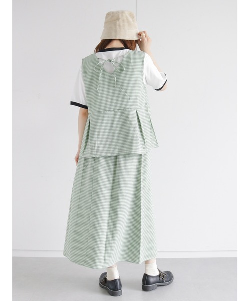 ehka sopo（エヘカソポ）の「◎単色チェックノースリーブブラウス(セットアップ可)（シャツ/ブラウス・レディース・グリーン/ベージュ/ブラック・ﾌﾘ-）」の11枚目の写真