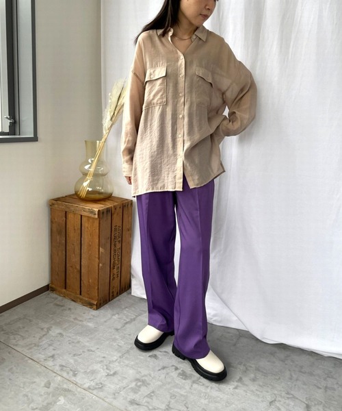 ＪＵＧＬＡＮＳ（ユグランス）の「☆ マストハブアイテム。シアBIGーシャツ　341003（シャツ/ブラウス・レディース・オレンジ/グリーン/ブラック/ベージュ/ピンク/グレー系その他/ブルー・FREE）」の21枚目の写真