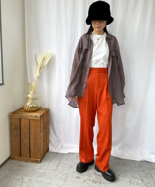 ＪＵＧＬＡＮＳ（ユグランス）の「☆ マストハブアイテム。シアBIGーシャツ　341003（シャツ/ブラウス・レディース・オレンジ/グリーン/ブラック/ベージュ/ピンク/グレー系その他/ブルー・FREE）」の17枚目の写真