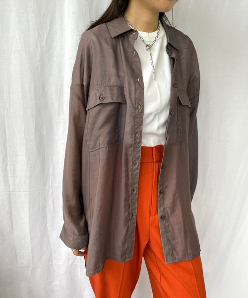 ＪＵＧＬＡＮＳ（ユグランス）の「☆ マストハブアイテム。シアBIGーシャツ　341003（シャツ/ブラウス・レディース・オレンジ/グリーン/ブラック/ベージュ/ピンク/グレー系その他/ブルー・FREE）」の19枚目の写真