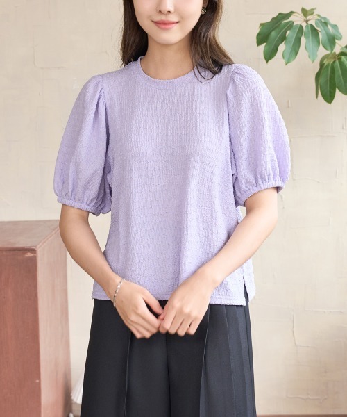 CHAN ME(チャンミ)の「パフスリーブプルオーバー(Tシャツ/カットソー・レディース・ブラック/パープル/アイボリー・FREE)」の5枚目の写真