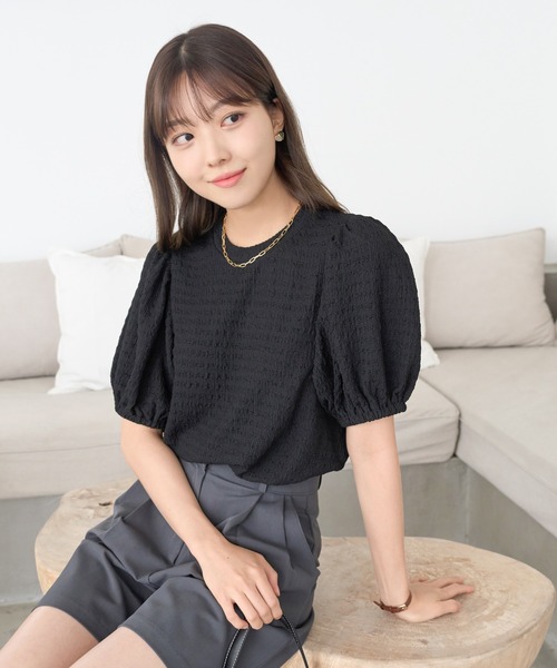 CHAN ME(チャンミ)の「パフスリーブプルオーバー(Tシャツ/カットソー・レディース・ブラック/パープル/アイボリー・FREE)」の8枚目の写真