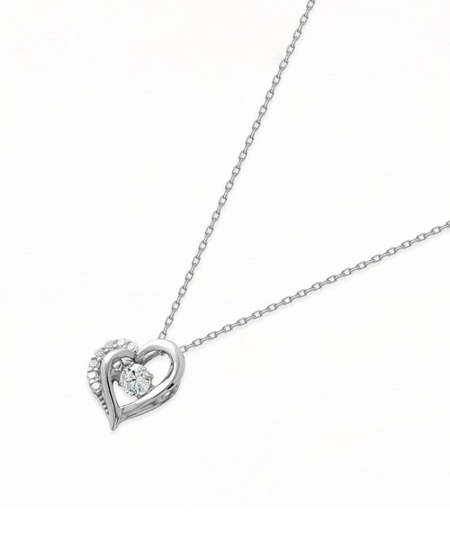 ESTELLE（エステール）の「ダンシングストーン シルバー キュービックジルコニア ハート ネックレス ESTELLE/エステール（ネックレス・レディース・ホワイト・45cm）」の3枚目の写真