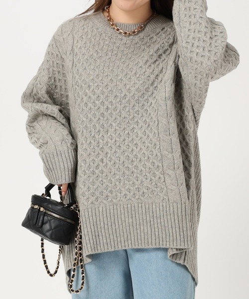 acro（アクロ）の「ケーブルニット/AC1458（ニット/セーター・レディース・ブラック/ブラウン/アイボリー/グリーン/グレー/オレンジ・ﾌﾘ-）」の4枚目の写真