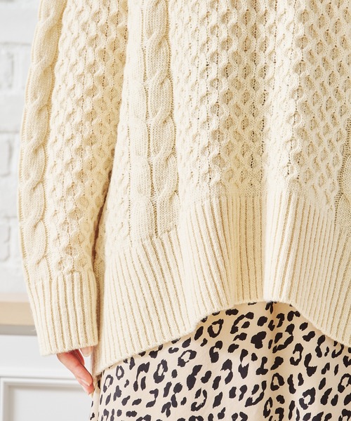 acro（アクロ）の「ケーブルニット/AC1458（ニット/セーター・レディース・ブラック/ブラウン/アイボリー/グリーン/グレー/オレンジ・ﾌﾘ-）」の14枚目の写真