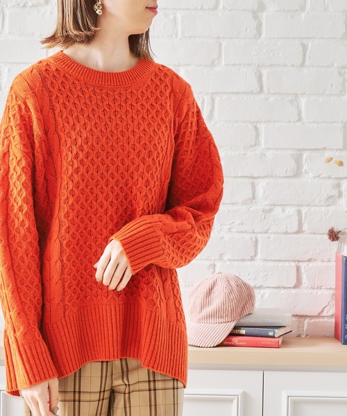 acro（アクロ）の「ケーブルニット/AC1458（ニット/セーター・レディース・ブラック/ブラウン/アイボリー/グリーン/グレー/オレンジ・ﾌﾘ-）」の18枚目の写真