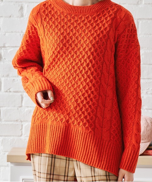 acro（アクロ）の「ケーブルニット/AC1458（ニット/セーター・レディース・ブラック/ブラウン/アイボリー/グリーン/グレー/オレンジ・ﾌﾘ-）」の15枚目の写真