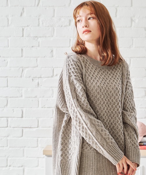 acro（アクロ）の「ケーブルニット/AC1458（ニット/セーター・レディース・ブラック/ブラウン/アイボリー/グリーン/グレー/オレンジ・ﾌﾘ-）」の7枚目の写真