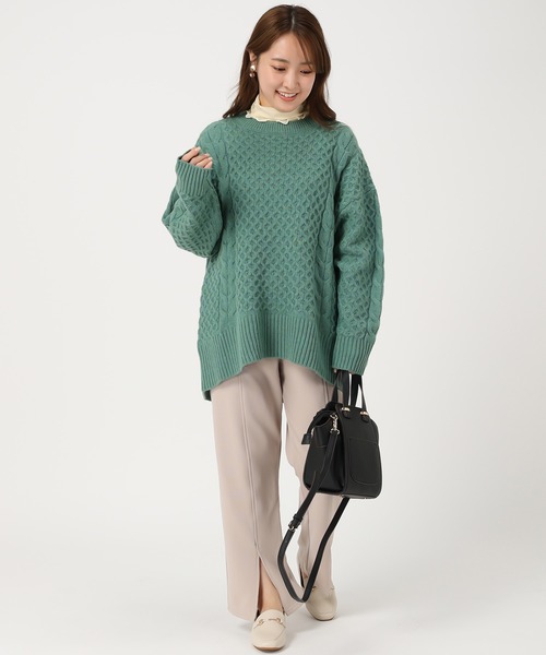 acro（アクロ）の「ケーブルニット/AC1458（ニット/セーター・レディース・ブラック/ブラウン/アイボリー/グリーン/グレー/オレンジ・ﾌﾘ-）」の11枚目の写真