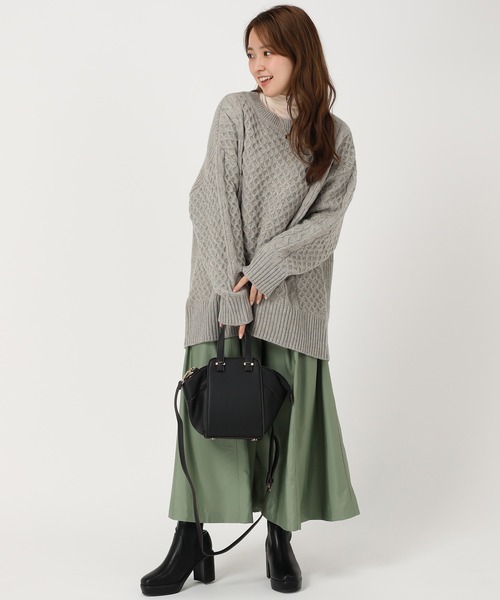 acro（アクロ）の「ケーブルニット/AC1458（ニット/セーター・レディース・ブラック/ブラウン/アイボリー/グリーン/グレー/オレンジ・ﾌﾘ-）」の8枚目の写真