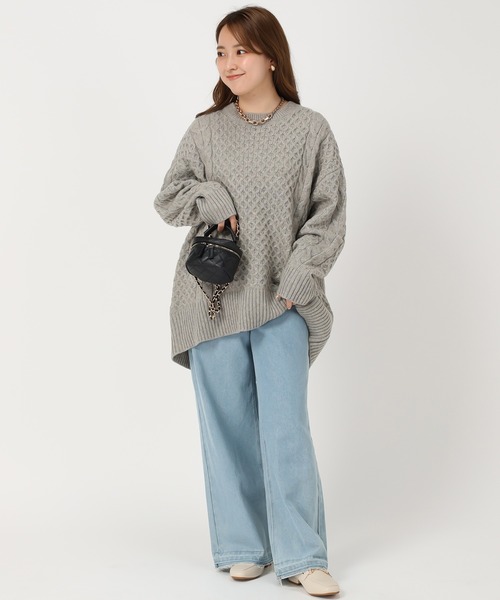 acro（アクロ）の「ケーブルニット/AC1458（ニット/セーター・レディース・ブラック/ブラウン/アイボリー/グリーン/グレー/オレンジ・ﾌﾘ-）」の9枚目の写真