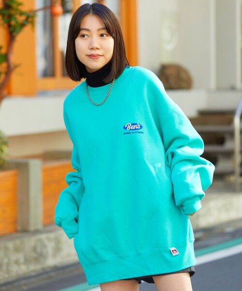 BEN DAVIS（ベンデイビス）の「【BEN DAVIS/ベンデイビス】別注オーバールワッペン刺繍クルーネックスウェット/裏起毛/ユニセックス（スウェット・メンズ・チャコールグレー/ライトグレー/グリーン/ブルー/イエロー・SMALL/MEDIUM/LARGE/X-LARGE）」の12枚目の写真