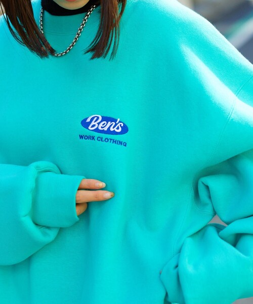 BEN DAVIS（ベンデイビス）の「【BEN DAVIS/ベンデイビス】別注オーバールワッペン刺繍クルーネックスウェット/裏起毛/ユニセックス（スウェット・メンズ・チャコールグレー/ライトグレー/グリーン/ブルー/イエロー・SMALL/MEDIUM/LARGE/X-LARGE）」の15枚目の写真