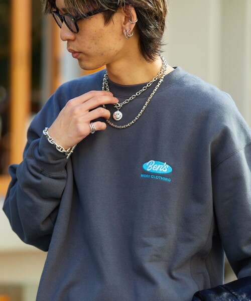 BEN DAVIS（ベンデイビス）の「【BEN DAVIS/ベンデイビス】別注オーバールワッペン刺繍クルーネックスウェット/裏起毛/ユニセックス（スウェット・メンズ・チャコールグレー/ライトグレー/グリーン/ブルー/イエロー・SMALL/MEDIUM/LARGE/X-LARGE）」の22枚目の写真