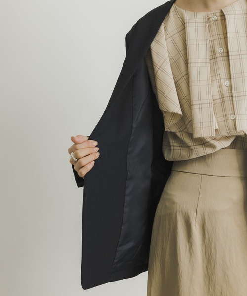 ORGUE ノーカラージャケット ベージュ ROPÉ(ロペ) / ミックスツイードノーカラージャケット/26SS (ジャケット