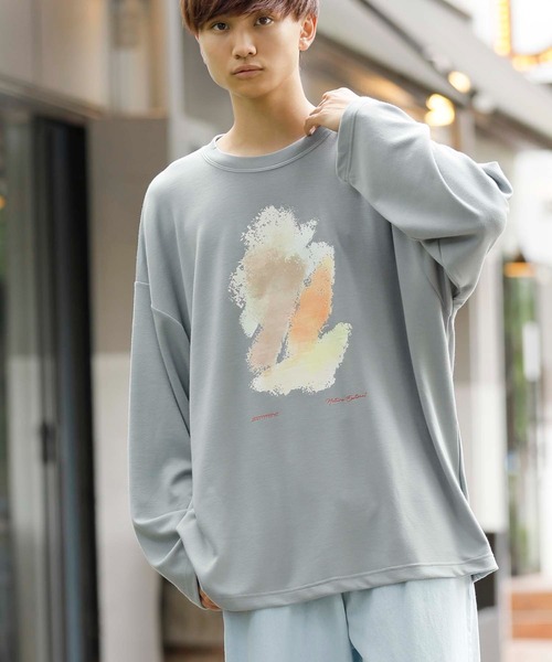 Beno(ビーノ)の「ストレッチダンボール アートグラフィック ロンTEE(Tシャツ/カットソー・メンズ・ブラック/ホワイト/ライトグレー・M/L)」の2枚目の写真