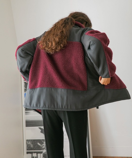 niko and...（ニコアンド）の「ボア切り替えワイドジャケット（ブルゾン・レディース・ボルドー/ベージュ/クリーム/クリアイエロー/マスタード/カーキ・MEDIUM/LARGE）」の18枚目の写真