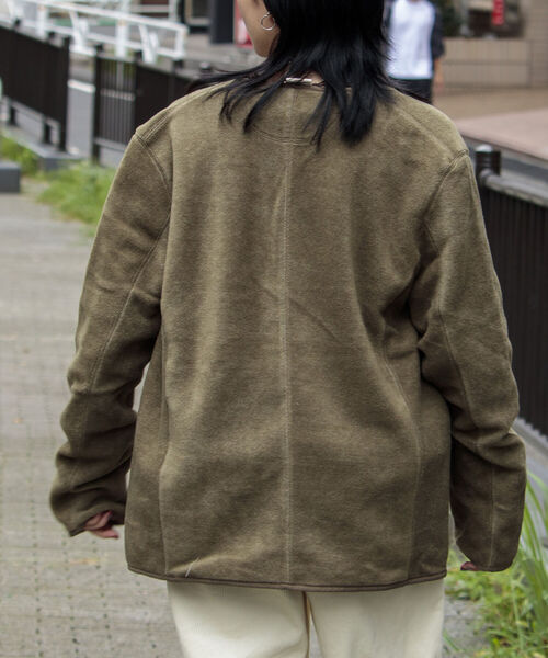 GEVACO（ゲバコ）の「【GEVACO/ゲバコ】メランジノーカラー フリースカーディガン（カーディガン/ボレロ・メンズ・チャコールグレー/カーキ/アイボリー/グレー・S/M/L）」の17枚目の写真