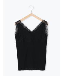 Samansa Mos2 blue | 前後2wayテレコレースタンクトップ(Tシャツ/カットソー)