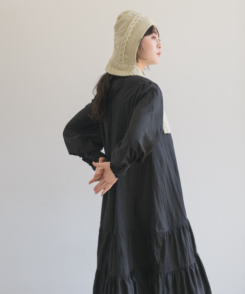 idem（イデム）の「washer chiffon volume onepiece/ワッシャーシフォンロングワンピース（ワンピース・レディース・ブラック/アイボリー・SMALL/FREE）」の15枚目の写真