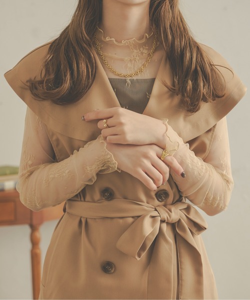 Ambre Neige(アンブルネージュ)の「花柄レースハイネックトップス/【WEB/EC限定商品】(Tシャツ/カットソー・レディース・ダークブラウン/ベージュ/アイボリー/ライトブラウン/ブラック・FREE)」の5枚目の写真