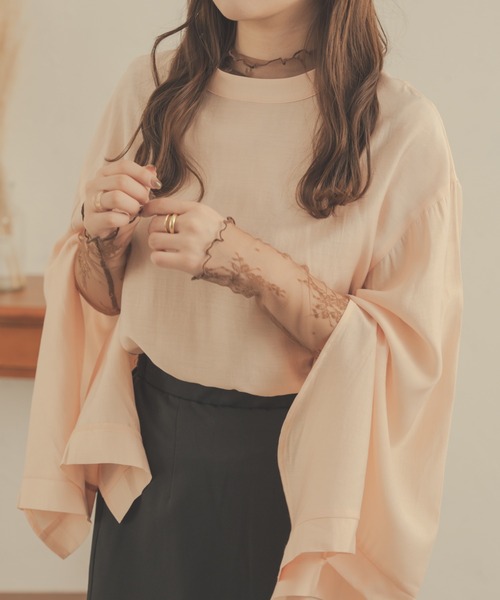 Ambre Neige(アンブルネージュ)の「花柄レースハイネックトップス/【WEB/EC限定商品】(Tシャツ/カットソー・レディース・ダークブラウン/ベージュ/アイボリー/ライトブラウン/ブラック・FREE)」の12枚目の写真