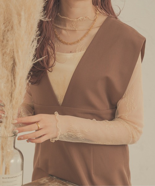 Ambre Neige(アンブルネージュ)の「花柄レースハイネックトップス/【WEB/EC限定商品】(Tシャツ/カットソー・レディース・ダークブラウン/ベージュ/アイボリー/ライトブラウン/ブラック・FREE)」の16枚目の写真