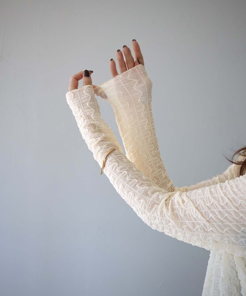 cheriella(シェリエラ)の「【cheriella】WEB限定ウェーブシアーメッシュトップス WEB LIMITED WAVE SHEER MESH TOPS(Tシャツ/カットソー・レディース・ブラック/アイボリー・M)」の7枚目の写真