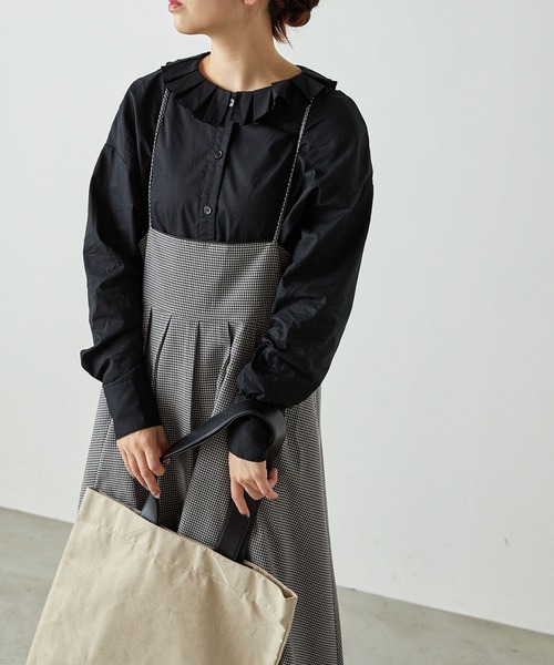 forksy.(フォルクシー)の「【forksy.】チェック柄配色キャミワンピース(ワンピース・レディース・ブラック/ブラウン・FREE)」の3枚目の写真