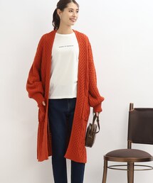 SHOO・LA・RUE | 立体的でざっくりとした編地がかわいい！スリット入りケーブル柄ロングカーディガン(カーディガン/ボレロ)