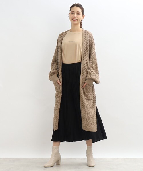 SHOO・LA・RUE（シューラルー）の「◆【洗える】おうち時間も暖かく◎ ケーブル柄ロングカーディガン（カーディガン/ボレロ・レディース・ブラック/ナチュラル/サンドベージュ/ダークオレンジ/ダークグリーン/グレー系その他・00）」の19枚目の写真