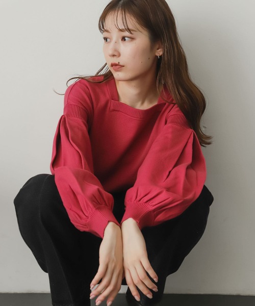 SENSE OF PLACE by URBAN RESEARCH(センスオブプレイスバイアーバンリサーチ)の「ストレッチボリュームスリーブセーター(ニット/セーター・レディース・オフホワイト/ピンク/ブルー/ブラック/イエロー・ONE)」の15枚目の写真